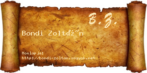 Bondi Zoltán névjegykártya